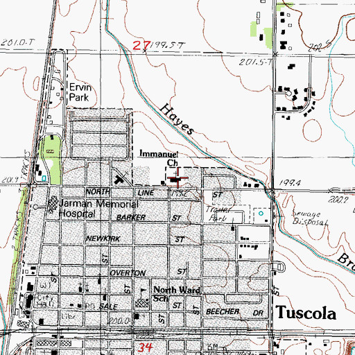 Topographic Map of Immanuel Lutheran Church, IL
