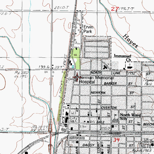 Topographic Map of Jarman Memorial Hospital (historical), IL