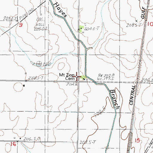 Topographic Map of Mount Zion Cemetery, IL