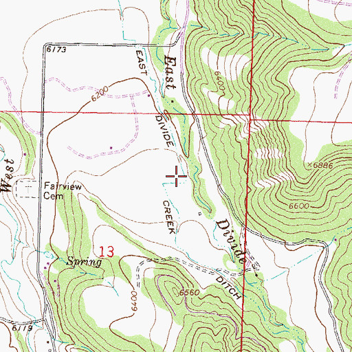 Topographic Map of East Divide Creek Ditch, CO