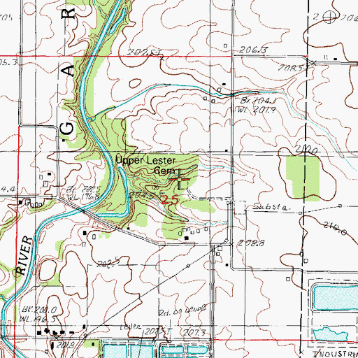 Topographic Map of Upper Lester Cemetery, IL