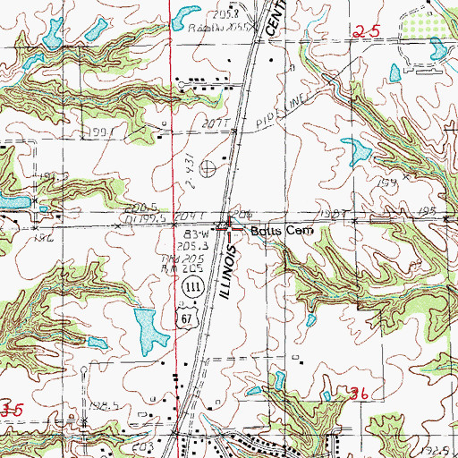 Topographic Map of Botts Cemetery, IL
