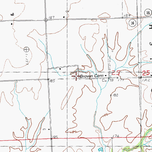 Topographic Map of Brown Cemetery, IL