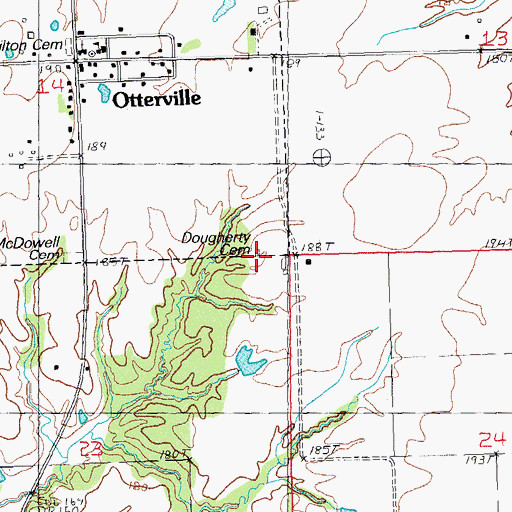 Topographic Map of Dougherty Cemetery, IL