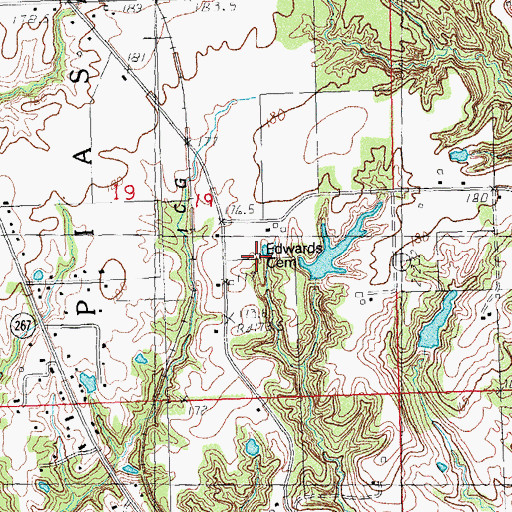Topographic Map of Edwards Cemetery, IL