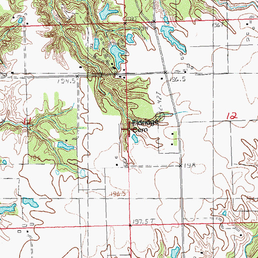 Topographic Map of Eldridge Cemetery, IL