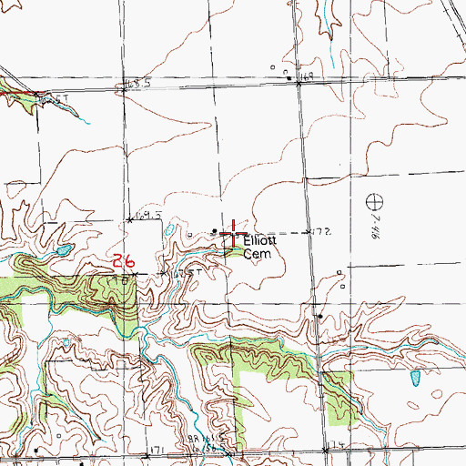 Topographic Map of Elliott Cemetery, IL