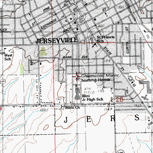 Topographic Map of Greenwood Manor Nursing Home, IL