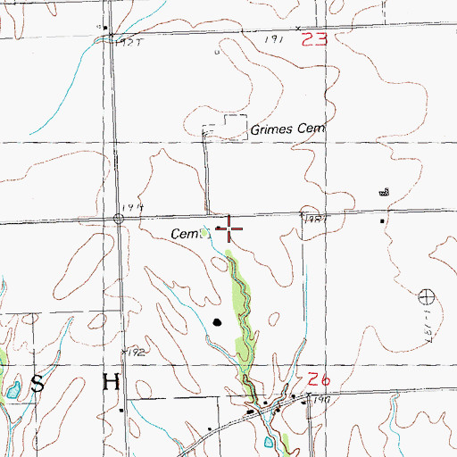 Topographic Map of Grimes Cemetery, IL