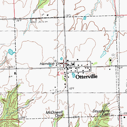 Topographic Map of Hamilton Cemetery, IL