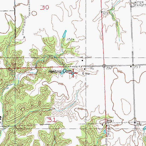 Topographic Map of Heitzig Cemetery, IL