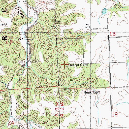 Topographic Map of Hetzel Cemetery, IL