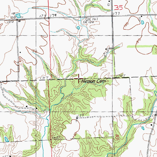 Topographic Map of Hinson Cemetery, IL