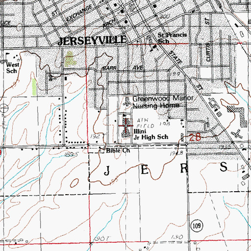 Topographic Map of Illini Junior High School, IL