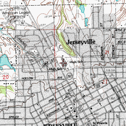 Topographic Map of Jersey Community High School, IL