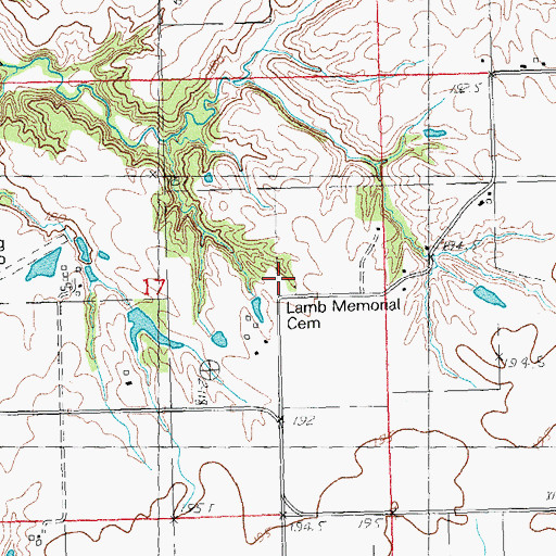 Topographic Map of Lamb Memorial Cemetery, IL