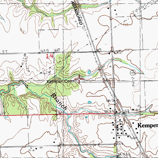 Topographic Map of Kemper Cemetery, IL
