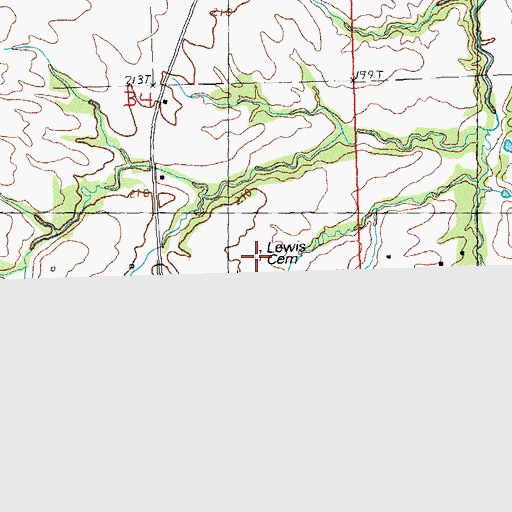 Topographic Map of Lewis Cemetery, IL