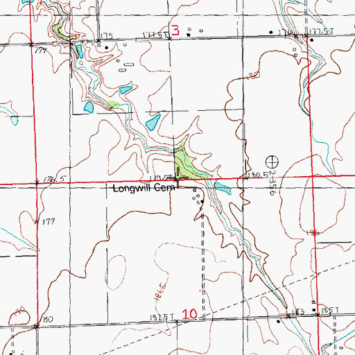 Topographic Map of Longwill Cemetery, IL