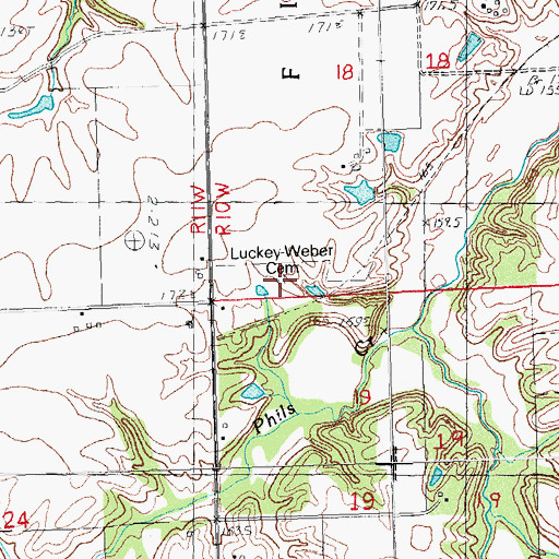 Topographic Map of Luckey-Weber Cemetery, IL