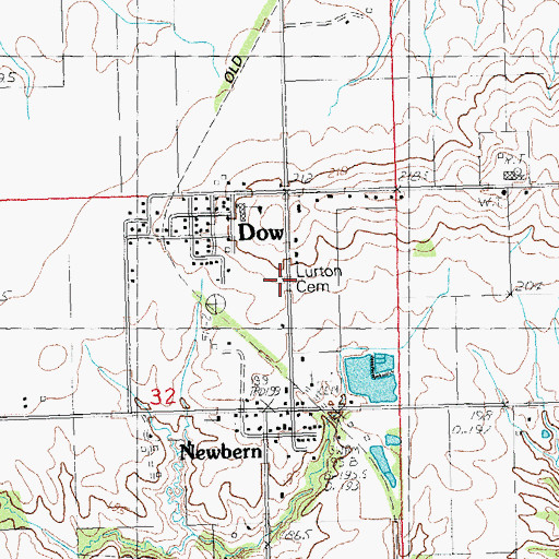 Topographic Map of Lurton Cemetery, IL