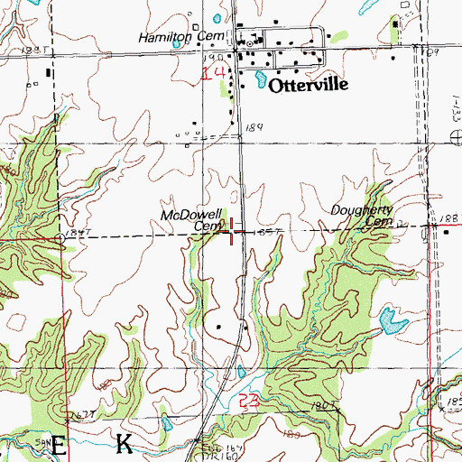 Topographic Map of McDowell Cemetery, IL