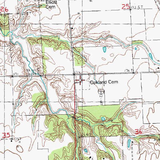 Topographic Map of Oakland Cemetery, IL