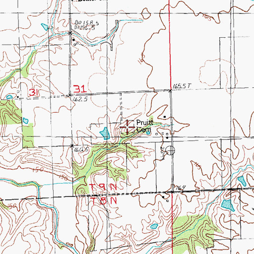 Topographic Map of Pruitt Cemetery, IL