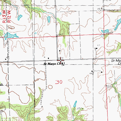 Topographic Map of Saint Marys Church, IL