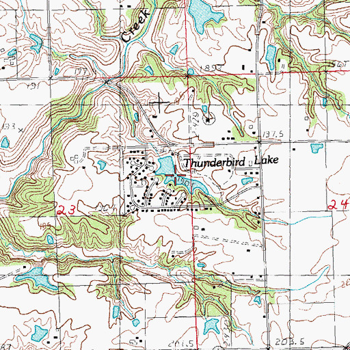 Topographic Map of Thunderbird Lake, IL