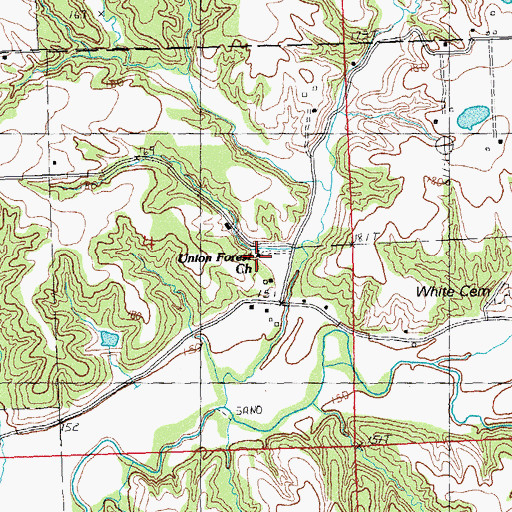 Topographic Map of Union Forest Church, IL