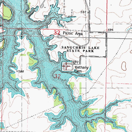 Topographic Map of Bethany Cemetery, IL