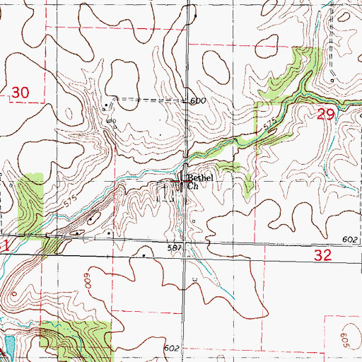 Topographic Map of Bethel Church, IL