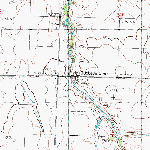 Topographic Map of Buckeye Cemetery, IL