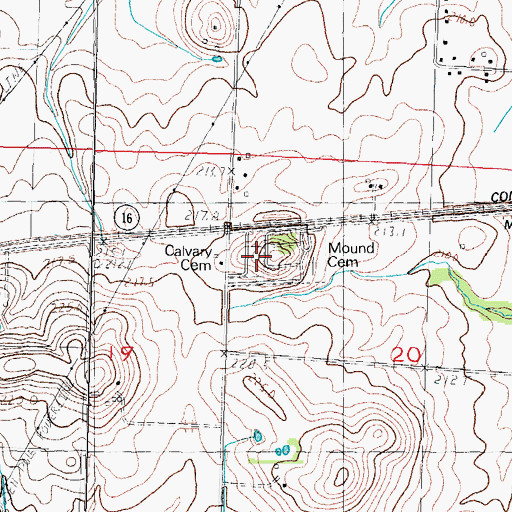 Topographic Map of Calvary Cemetery, IL