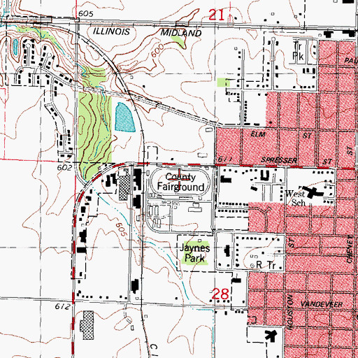 Topographic Map of Christian County Fairground, IL