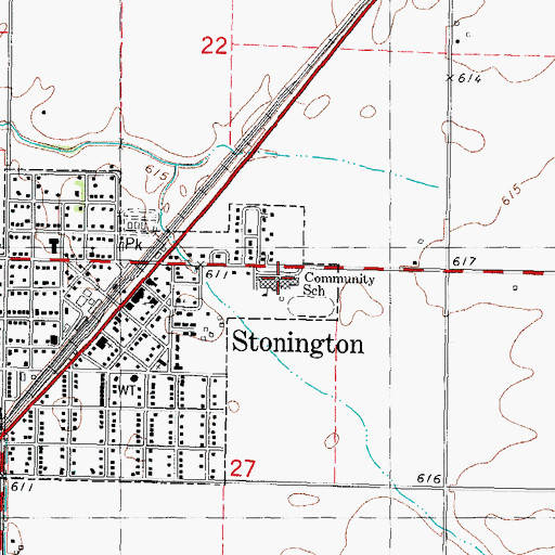 Topographic Map of Stonington Elementary School, IL