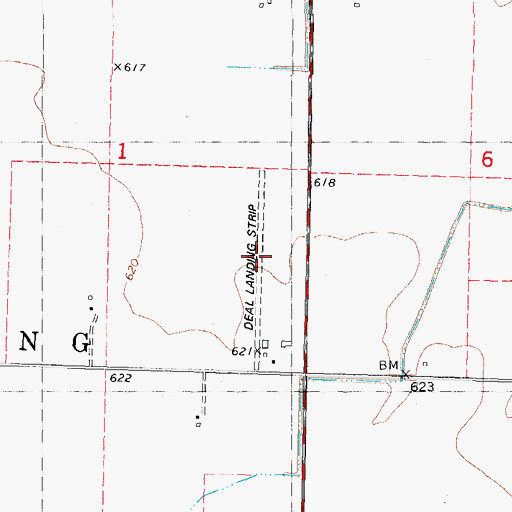 Topographic Map of Deal Landing Strip (historical), IL