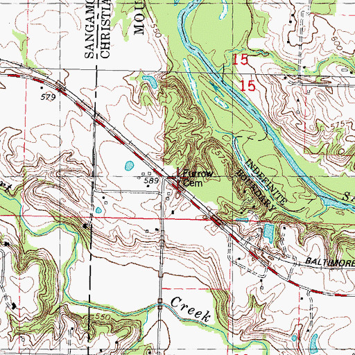 Topographic Map of Furrow Cemetery, IL