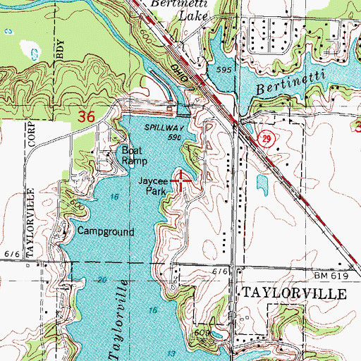 Topographic Map of Jaycee Park, IL