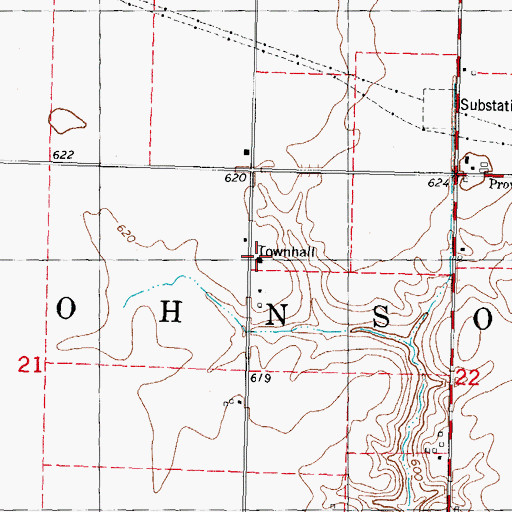 Topographic Map of Johnson Townhall, IL