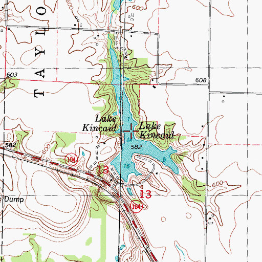 Topographic Map of Lake Kincaid, IL