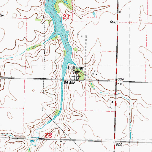 Topographic Map of Achenback Lutheran Cemetery, IL