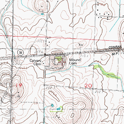 Topographic Map of Mound Cemetery, IL