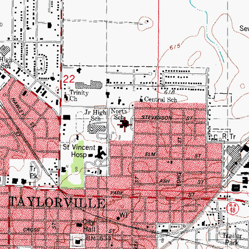Topographic Map of North Elementary School, IL