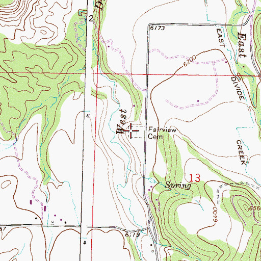 Topographic Map of Fairview Cemetery, CO
