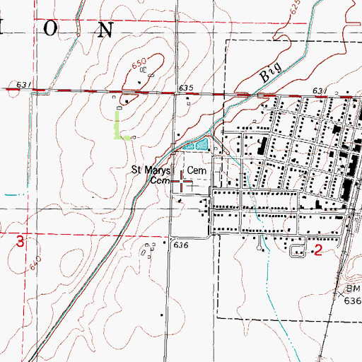 Topographic Map of Saint Marys Cemetery, IL