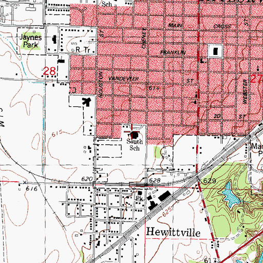 Topographic Map of South Elementary School, IL