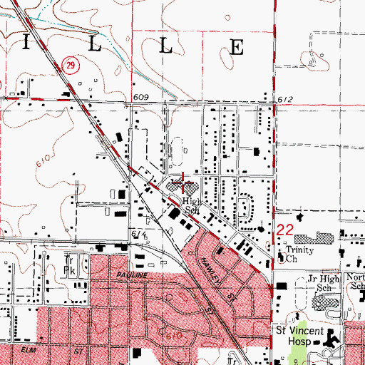 Topographic Map of Taylorville High School, IL
