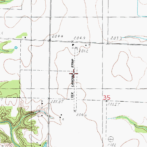 Topographic Map of Tex Landing Strip (historical), IL
